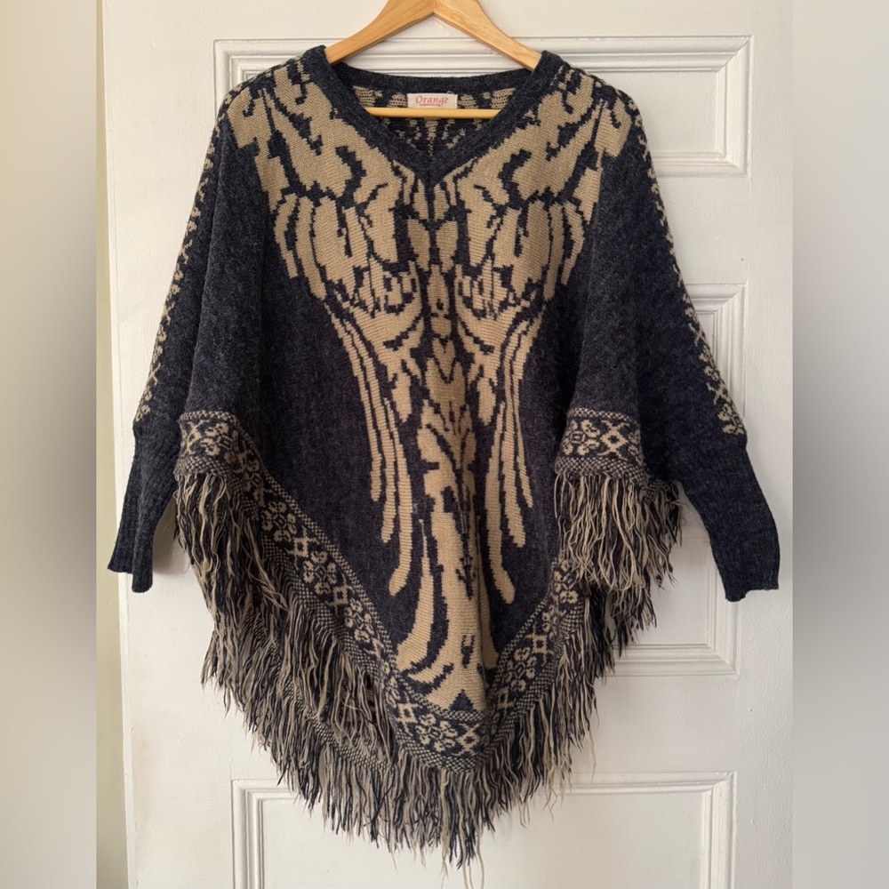 Vintage | Knit Sweater Poncho | One Size